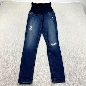 AG Maternity Jeans Women's 27R Blue Denim‎ Distressed Skinny Stretch Pull On